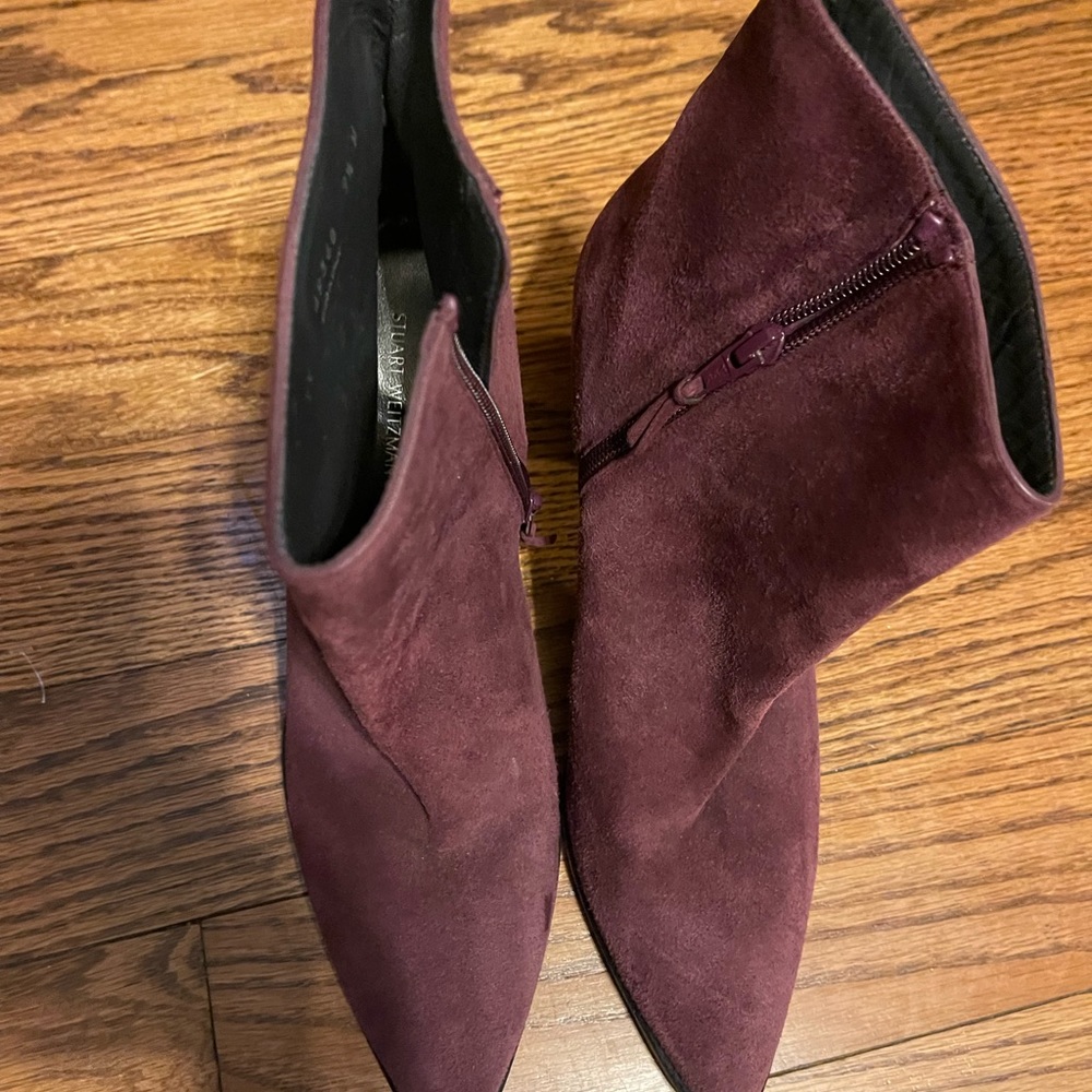 Stuart Weitzmann Booties-Gently Worn-Burgundy Col… - image 4